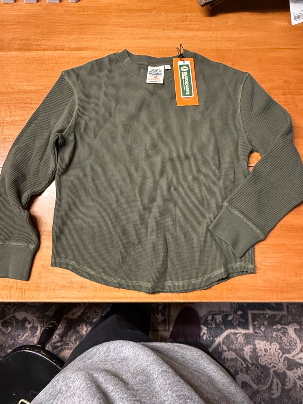 Bearded Goat Olive Wakeside Waffle Crewneck